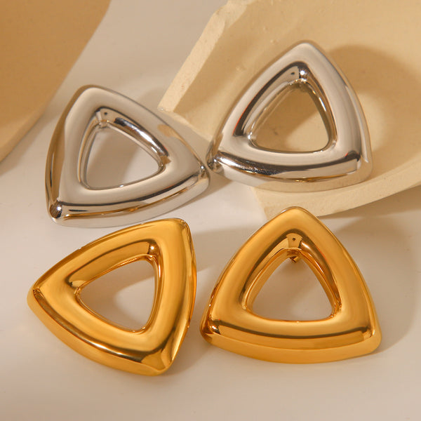 IG Style Triangle Geometric Stainless Steel Electroplating Earrings