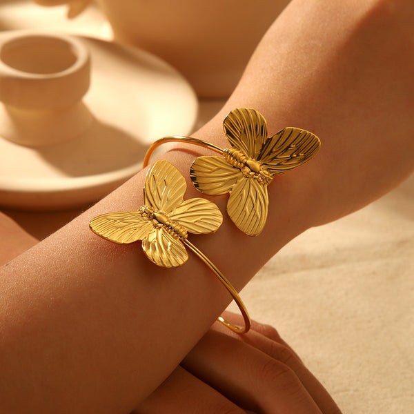 IG Style Butterfly Stainless Steel Electroplating Bangles