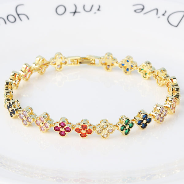 Japanese / Korean Women Tennis / Diamond Line Artificial Crystal Diamond Inlay Bracelets