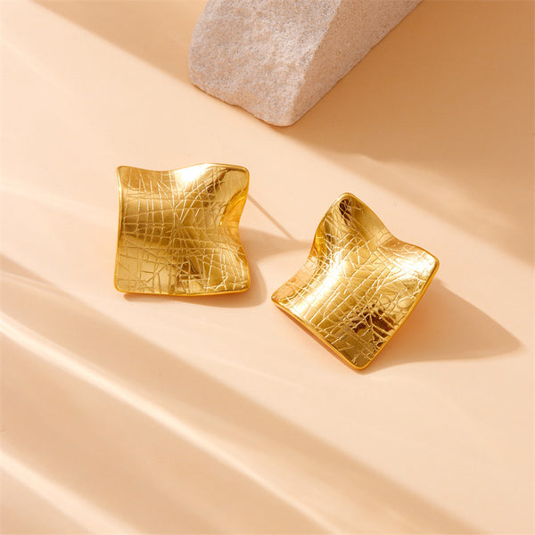 Fashion Square Geometric Stainless Steel Electroplating Earrings