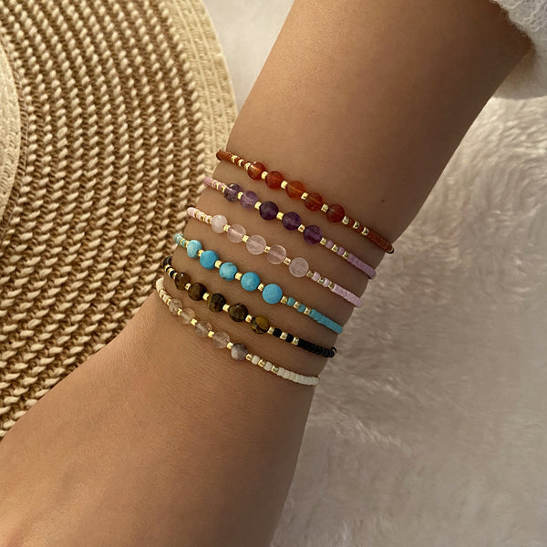 Women Geometric Natural Stone Knitting Bracelets