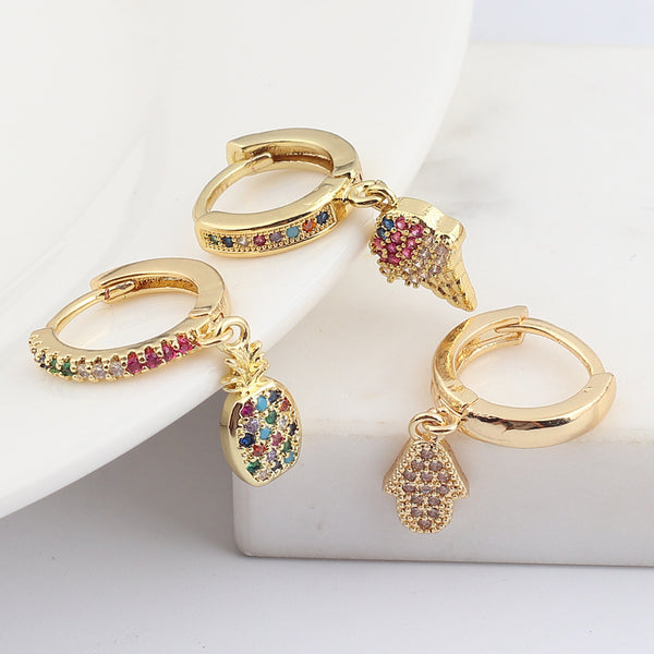 Fashion Ice Cream Fruit Zircon Drop Earrings