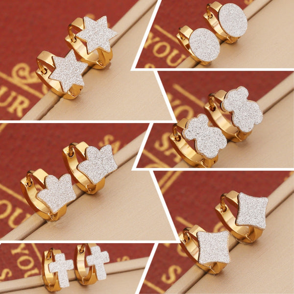 Expressive Bear Crown Chinese Zodiac Animal Star Stainless Steel Electroplating Earrings