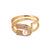 Moderate Luxury Women Heart Paperclip Asymmetrical Double Circle Geometric Copper Diamond Inlay Rings