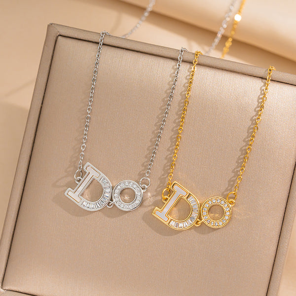 Minimalist Letter Number Text Copper Electroplating Necklaces