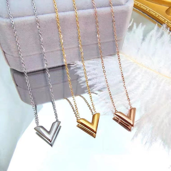 Fashion Hexagon Letter Text Number Titanium Steel 18K Gold Plated Necklaces