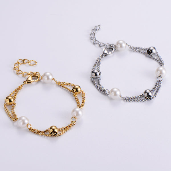 Women Minimalist Metal Pearl Droplet Pearl Bracelets