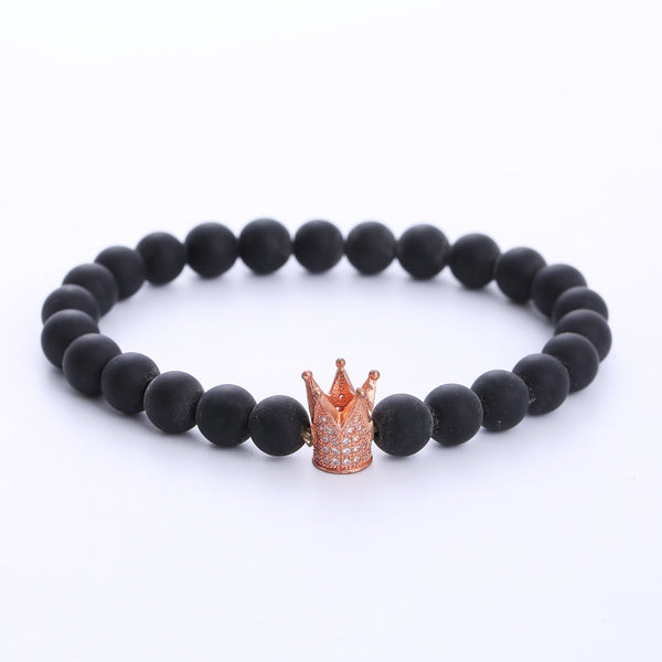 Retro Unisex Vintage Crown Crown Agate Electroplating Beaded Bracelets