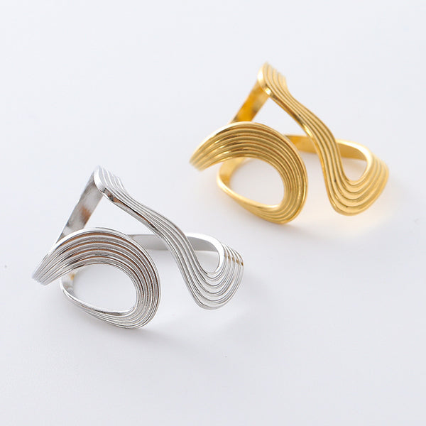 Retro Unisex Vintage Geometric Stainless Steel Electroplating Rings