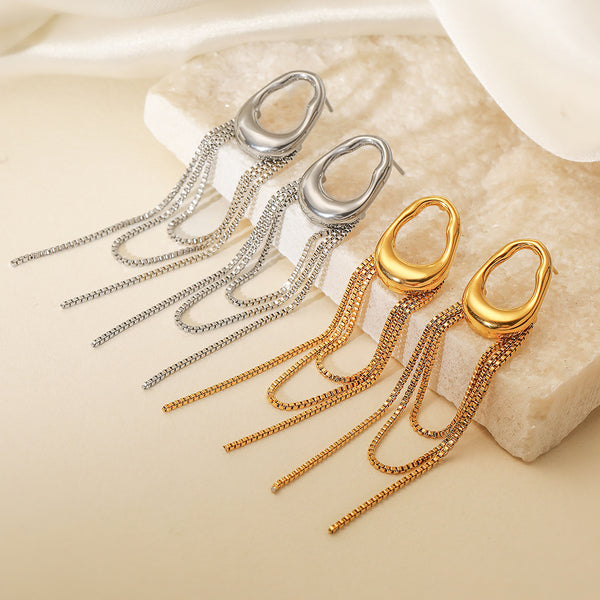 Minimalist Irregular Geometric Stainless Steel Drop Earrings