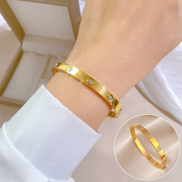 Korean East Asia Symbol Titanium Steel Electroplating Bangles