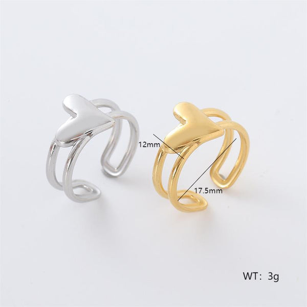 Retro Vintage Women Heart Geometric Stainless Steel Electroplating Rings