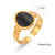 Women Fashion Stripe Geometric Stainless Steel 18K Gold Plated Rings