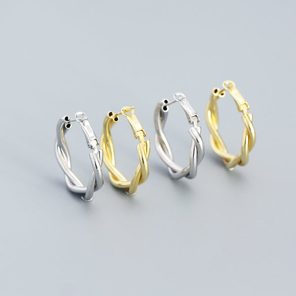 925 Sterling Silver Stripe Geometric Silver Earrings