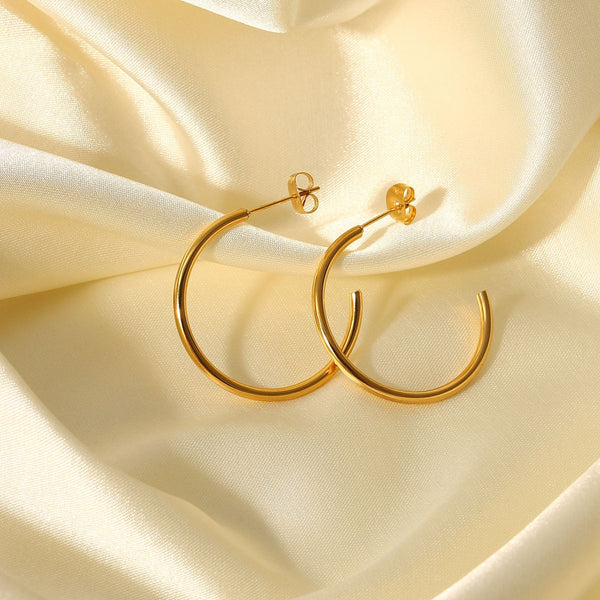 IG Style Circle Geometric Stainless Steel 18K Gold Plated Earrings