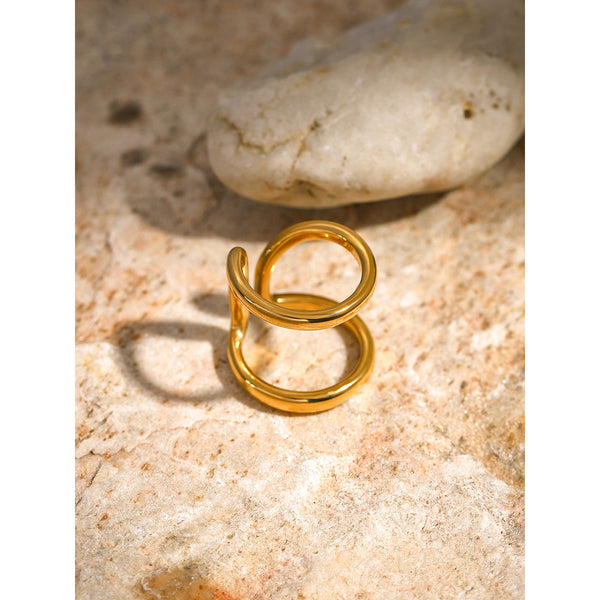 IG Style Irregular Stainless Steel 18K Gold Plated Rings