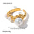 Women IG Style Pearl Geometric Stainless Steel 18K Gold Plated Rings