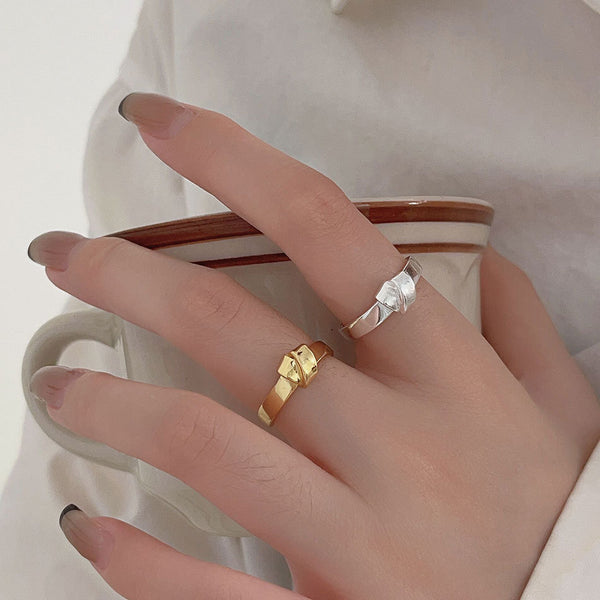 925 Sterling Silver Women Korean Chamfered Cube Heart Silver Silver Plating Rings