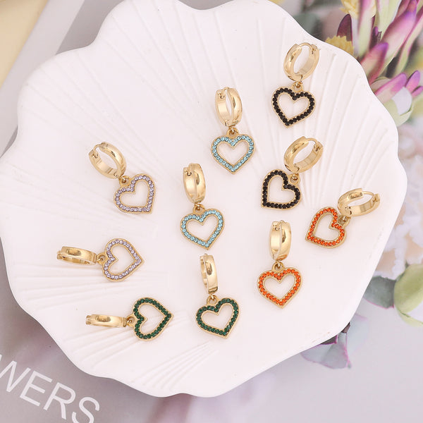 Women Heart Stainless Steel Electroplating Earrings