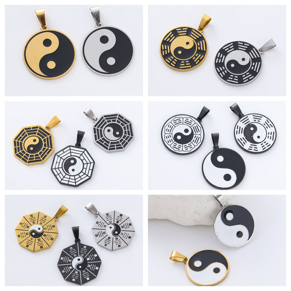 Minimalist Round Cartoon Stainless Steel Electroplating Pendants