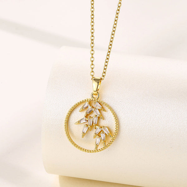 Women Minimalist Geometric Metal Leaf Stainless Steel Electroplating Necklaces