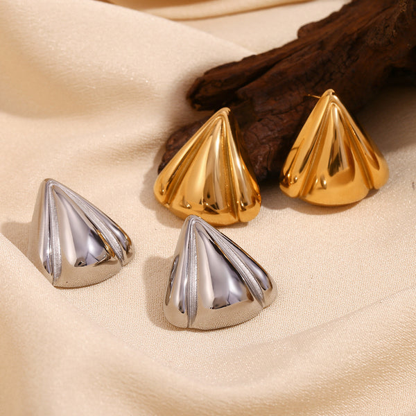 Fashion Triangle Geometric Stainless Steel 18K Gold Plated Stud Earrings