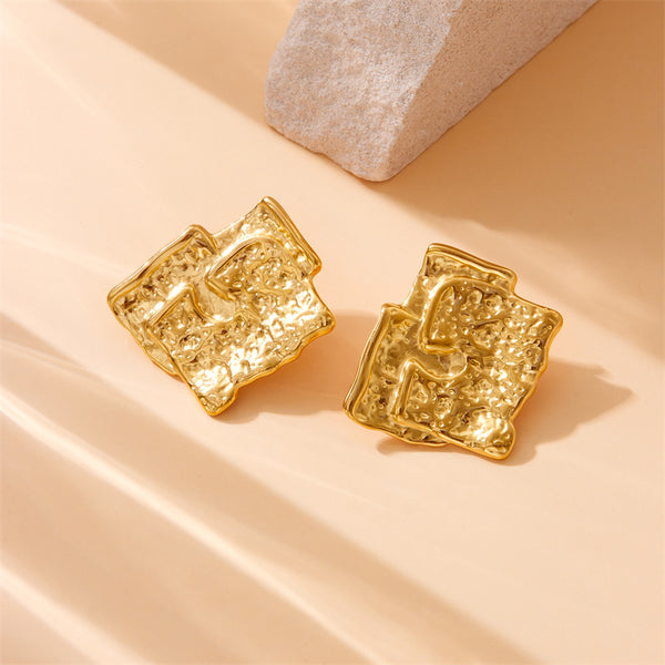 Fashion Irregular Geometric Stainless Steel Electroplating Earrings