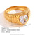 Vintage Fashion Retro Quadrilateral Circle Geometric Stainless Steel 18K Gold Plated Rings