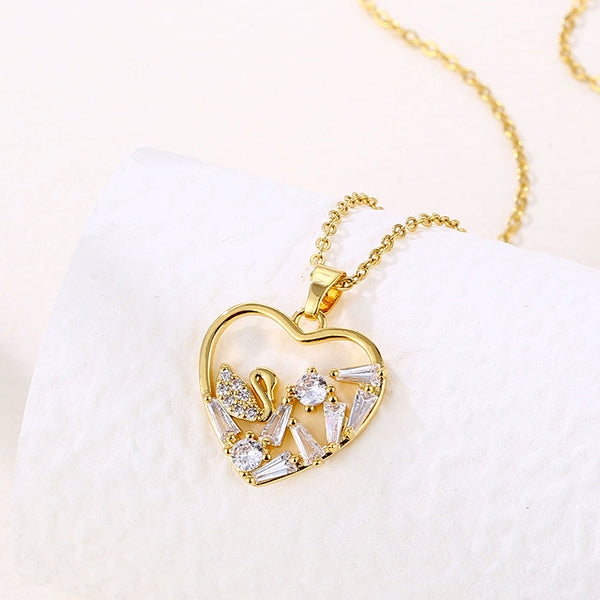 Women Minimalist Geometric Metal Heart Stainless Steel Electroplating Necklaces