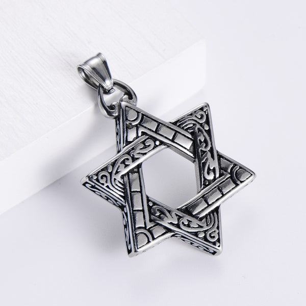 Unisex Metal Retro Vintage Star Stainless Steel Polishing Pendants