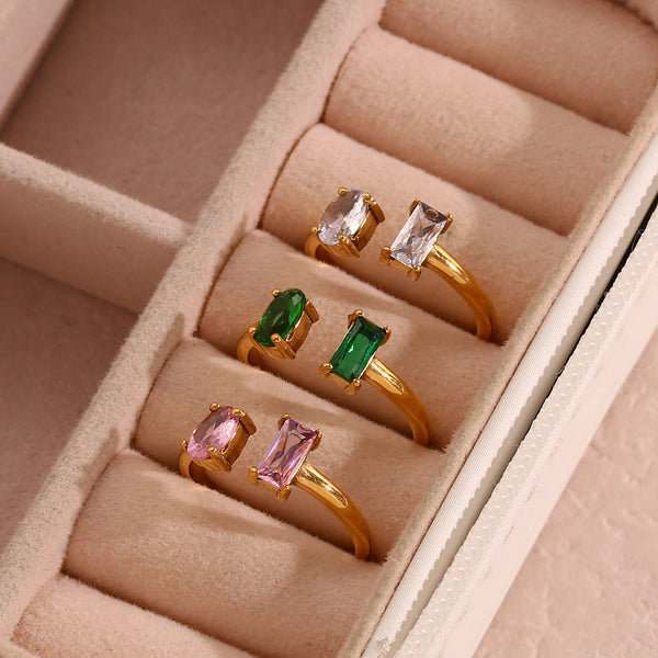 Minimalist Fashion Geometric Stainless Steel 18K Gold Plated Rings