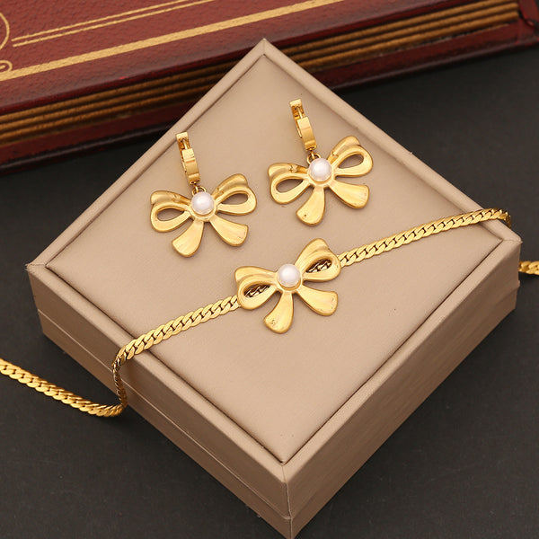 Fashion Bowknot Bowknot Geometric Stainless Steel Electroplating Necklaces