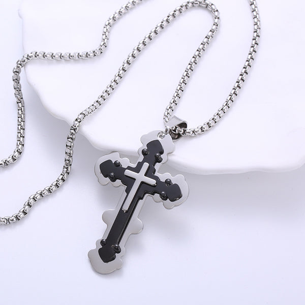 Retro Men Vintage Cross Cross Titanium Steel Electroplating Pendants