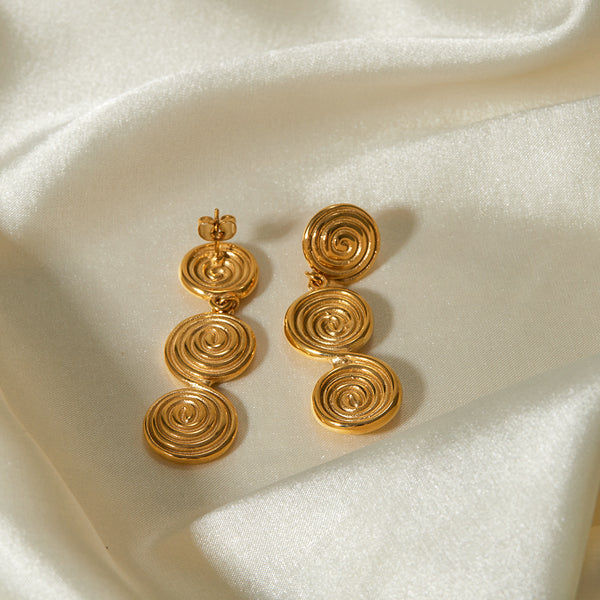 IG Style Droplet Geometric Stainless Steel 18K Gold Plated Earrings