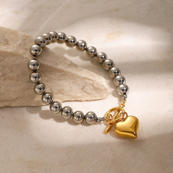 Unisex IG Style Heart Stainless Steel 18K Gold Plated Bracelets