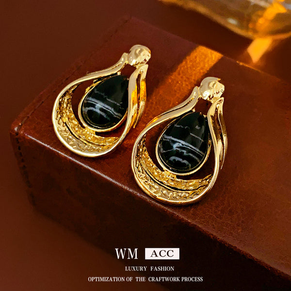 Medieval Droplet Droplet Geometric Agate Electroplating Earrings