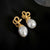 Mid-century Modern Droplet Droplet Artificial Pearl Inlay Earrings