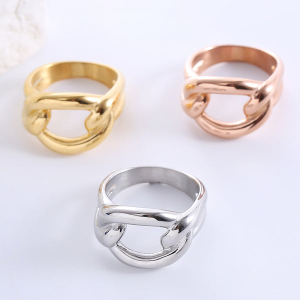 Minimalist Circle Geometric U-Shape Stainless Steel Electroplating Rings