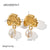 IG Style Pearl Geometric Stainless Steel 18K Gold Plated Earrings