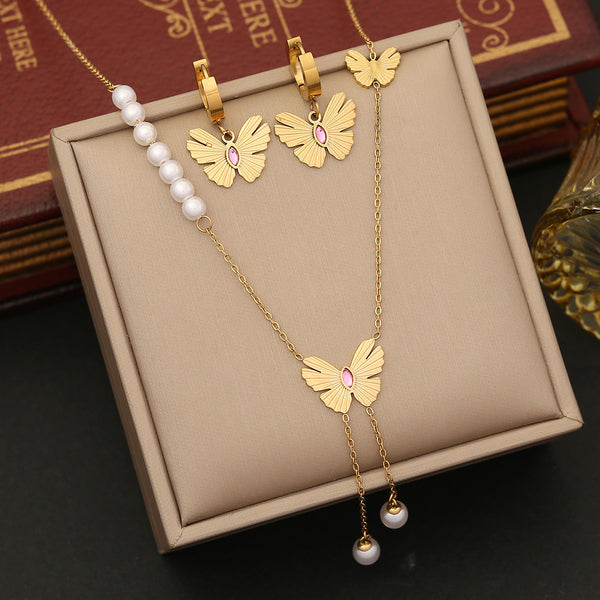 Fashion Butterfly Insect Stainless Steel Electroplating Necklaces