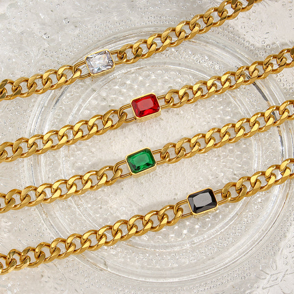 Fashion Quadrilateral Geometric Stainless Steel 18K Gold Plated Necklaces