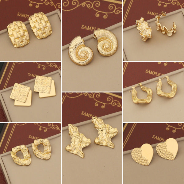 Expressive Polka Dot Chamfered Cube Geometric Stainless Steel Electroplating Stud Earrings