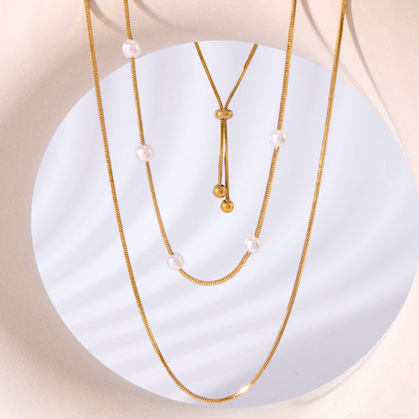 IG Style Pearl Stainless Steel Electroplating Necklaces