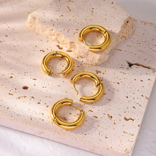 IG Style Geometric Stainless Steel 18K Gold Plated Earrings