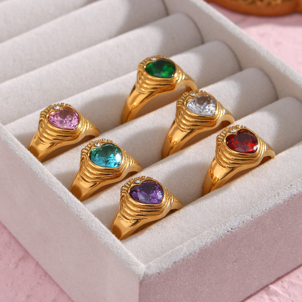 Women Geometric Stainless Steel 18K Gold Plated Rings