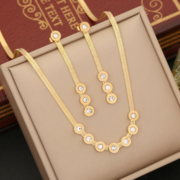 Fashion Round Geometric Stainless Steel Electroplating Necklaces