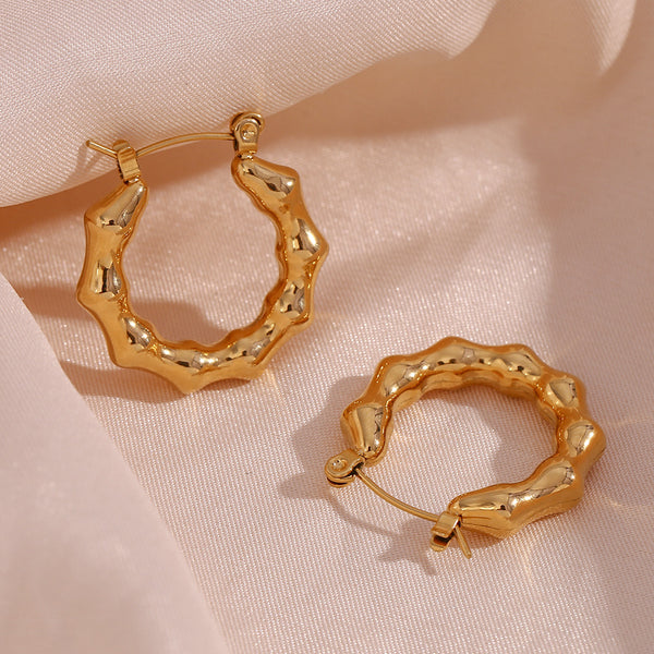 Minimalist Circle Geometric Stainless Steel 18K Gold Plated Earrings