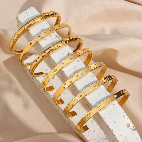 Fashion Circle Stainless Steel 18K Gold Plated Bangles