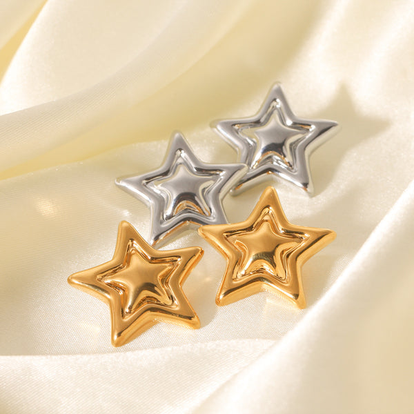 IG Style Pentagram Star Geometric Stainless Steel Electroplating Earrings