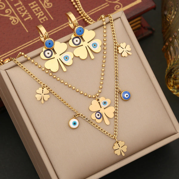 Fashion Eye Flower Stainless Steel Electroplating Necklaces